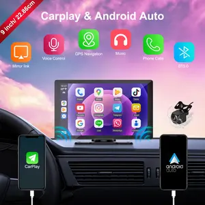 Car Smart Display, supports limited/wireless Carplay and Android Auto, supports car audio sound, supports making calls, messaging, navigation, music, airplay, aux, Screen for All Vehicles video player radio compatible Automotive Bluetooth Stereo
