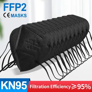 10 Pcs KN95 Face Masks, Premium 5-Layer Disposable Dust Mask Respirator for Adults, Black  ffp2mask Black kn95 mascarillas negra Adults 5Layers fpp2 approved kn95 CE Respirator Face Mask ffp2 reutilizable Protection