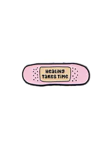 Healing Takes Time Unisex Zinc Alloy Brooch Pin, Casual Fashion Accessory, Perfect Gift for Friends and Colleagues, All-Season Jewelry