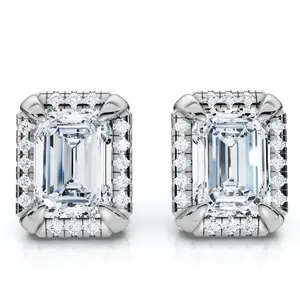 2 1/5 Ct TW Emerald Cut Bezel Diamond Studs 14k Gold Lab Grown Earrings