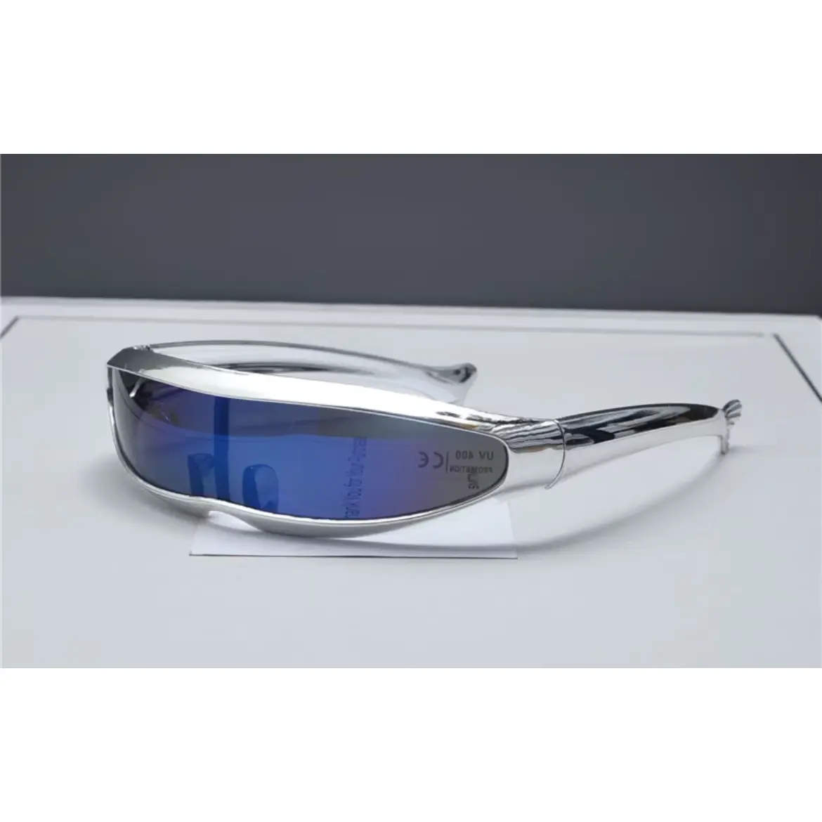 Silver Frame Blue Lens Sunglasses with CE Marking for Outdoor Use