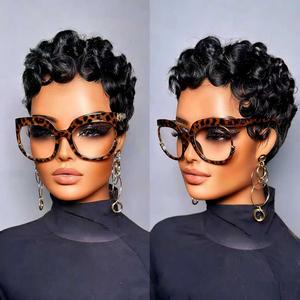 ShowRealHair Chioma Pixie Cut Wigs Pin Curl Pixie Cut Wig for Black Women Short Bomb Curly Wigs Brazilian Virgin Human Hair Short Pixie Cut Glueless Wigs SpringStatements#SummerVibes