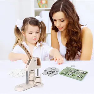 DIY Button Maker Kit for Kids – Easy Pin Badge Press Machine with Circle Cutter & Magic Book, 58mm Handmade Badge Crafting Set – Perfect for School Projects and Creative Activities