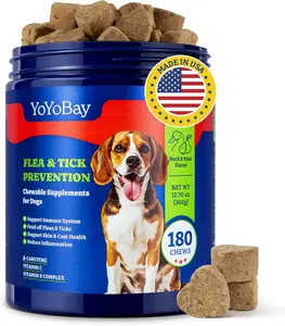 Flea and Tick Prevention for Dogs Chewable - 180 Soft Chews, Duck & Pear Flavor - YoYoBay Dog Flea and Tick Chewable, Natural Defense - Dog Immune Support Supplement, pet supplements for dogs