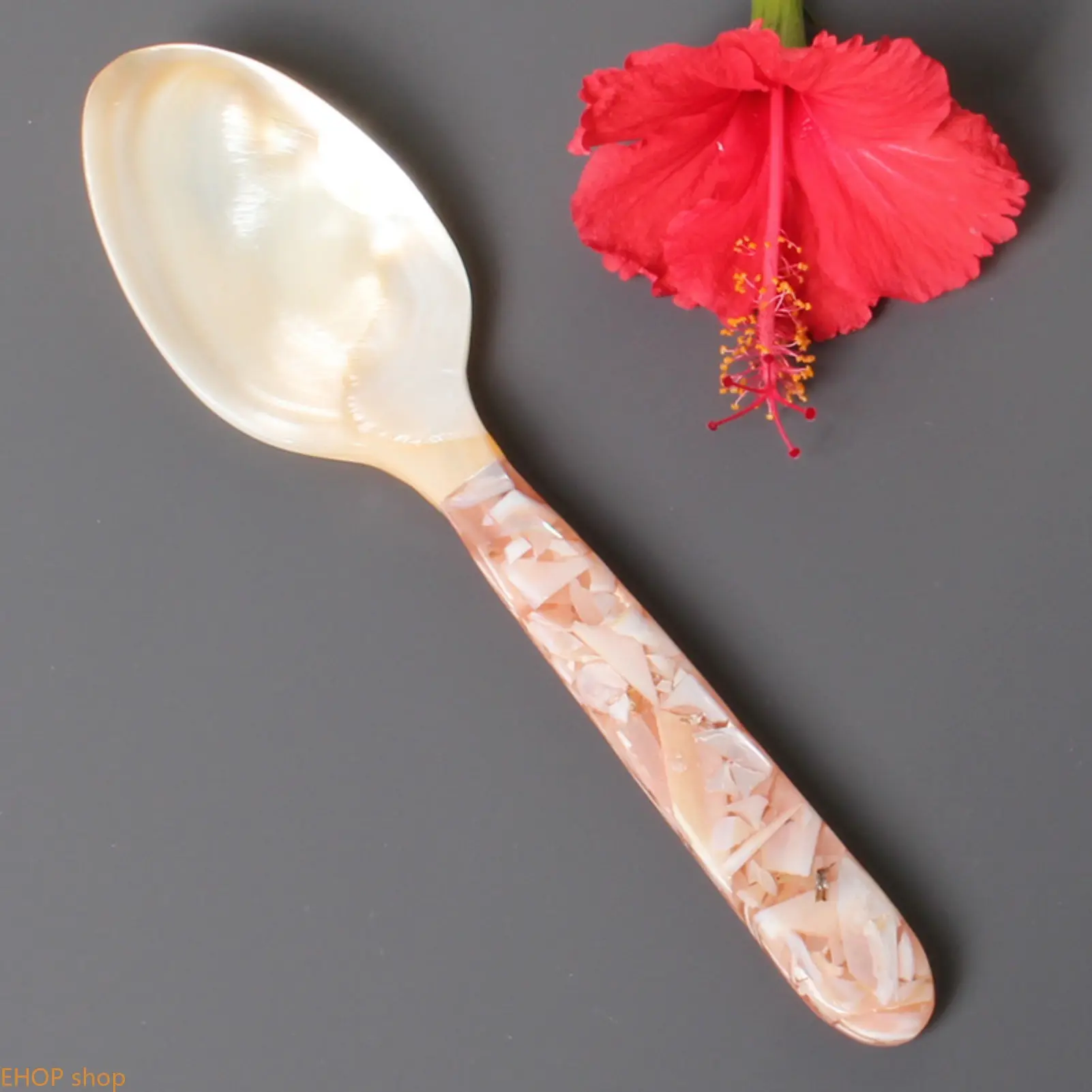 Natural Mother Of Pearl Caviar Spoon Butter Knife Crushed Shell Handle Handmade Mini Dessert Seafood Appetizer Tableware For Dinner Party Decor