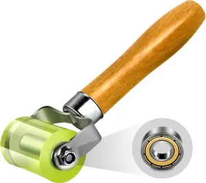 Wooden Handle Bearing Car Sound Deadening Roller, Auto Interior Insulation Pressure Roller, Trim Installation Hand Tool. Bearings‑Equipped Automotive Car Audio Insulation Application Roller, Heat Abatement Mat & Wallpaper PU Smoothing Tool, Seam Roller