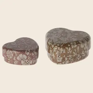 Maileg Metal Heart Box 2Pcs Set - Ocher Heather Blossom  '24