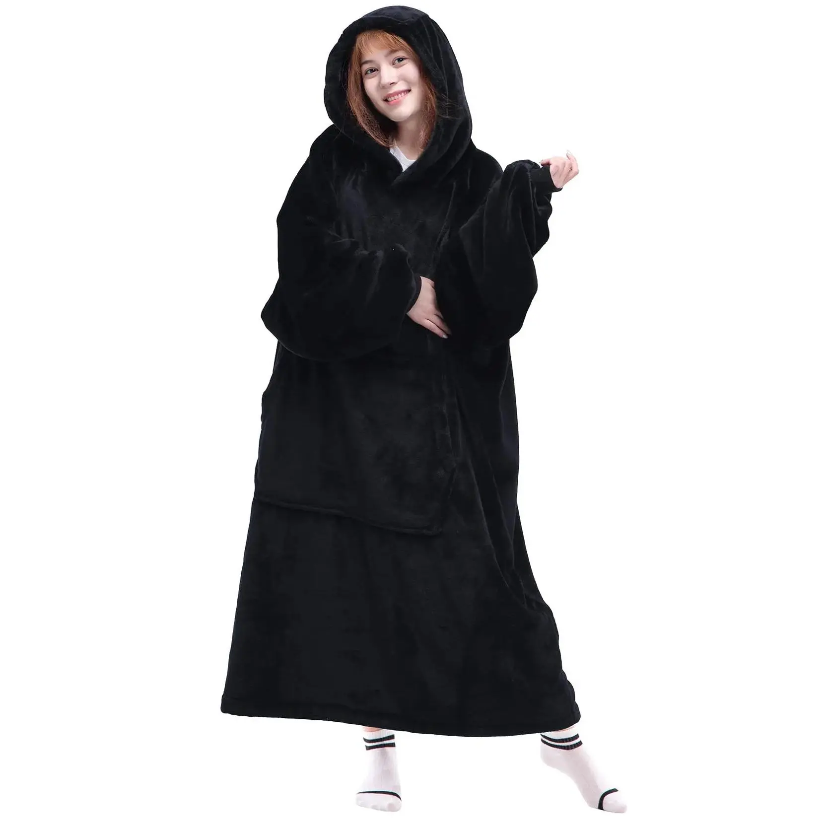Wearable Blanket Hoodie Sweatshirt for Women and Men, Warm and Cozy Blanket Hoodie, Flannel Blanket with Sleeves and Giant Pocket