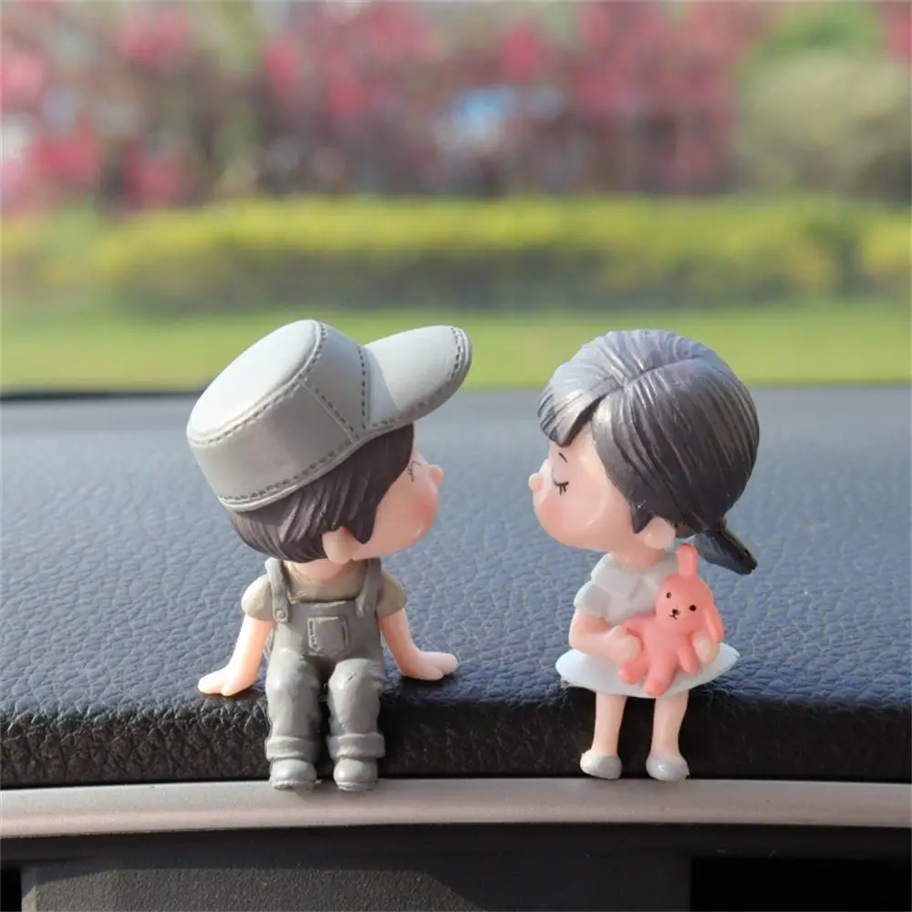 Cute Cartoon Couple Interior Car Dashboard Decoration, 1 Pair Cute Cartoon Couple Dolls, Summer Gift, Car Interior Dashboard Accessories Auto Parts, S