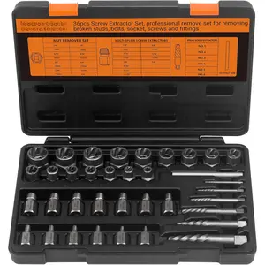 36 count Bolt Extractor Set and Spiral Screw Extractors, 2-in-1 Multi-Spline Screw Extractors, Stripped Screw Remover for Damaged, Frozen, Studs, Rusted, Rounded-Off , Nuts & Screws