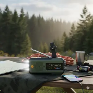 Emergency Solar Powered Radio Hand Crank Power Bank with AM/FM Weather Alert SOS Flashlight Type-C Charging 2000mAh Portable Power for Outdoor Survival Gear Emergency Kit Camping Hiking