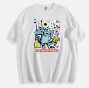 Monsters Inc Roar Crisps Short Sleeve Cotton T-Shirt, 100% Cotton, Cartoon Casual Summer Tee