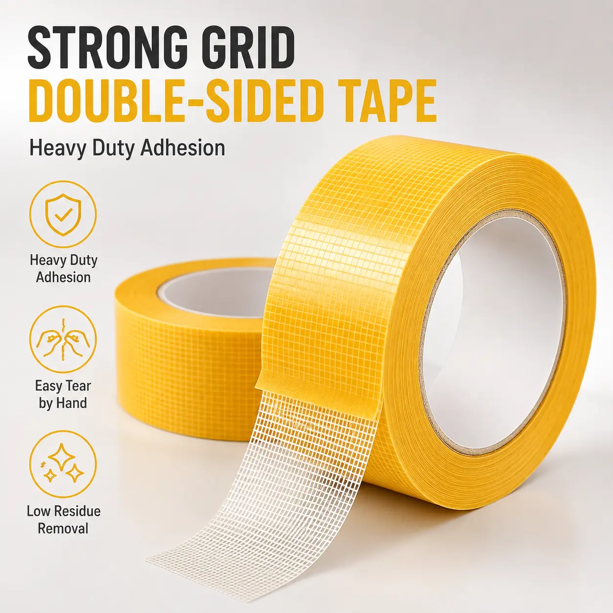 Heavy-Duty Double-Sided Duct Tape, Strong Adhesive, Waterproof, Removable, No Residue, Ideal for Carpet, Wallpaper, Home Use - MM2