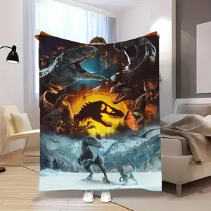 Cozy Dinosaur Jurassic Theme Pattern Printed Flannel Blanket, Soft And Warm, Suitable for Best Friends And Family It is an excellent gift for children, family and friends warm cozy blanket