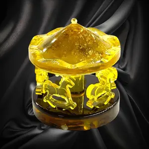 Amber Horse Carousel Figurine, Unique KIZIMA USA Gift, Christmas Household Items Decor for Home Display
