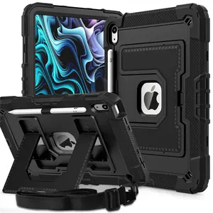 Tablet Case For iPad A16 11th 2025 Heavy Duty Protection Armor Stand Case For iPad 10th 10.9'' 2022 Shockproof Cover With Strap