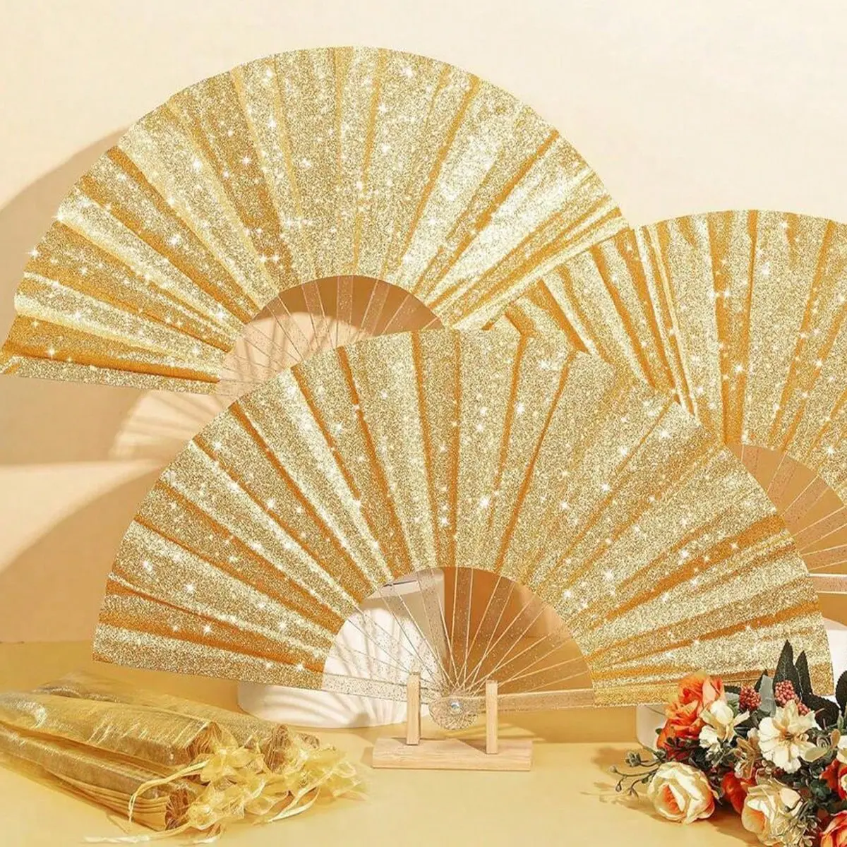 Shiny Women's Hand Fan, Large Party Style Folding Fan, Birthday Theme ...
