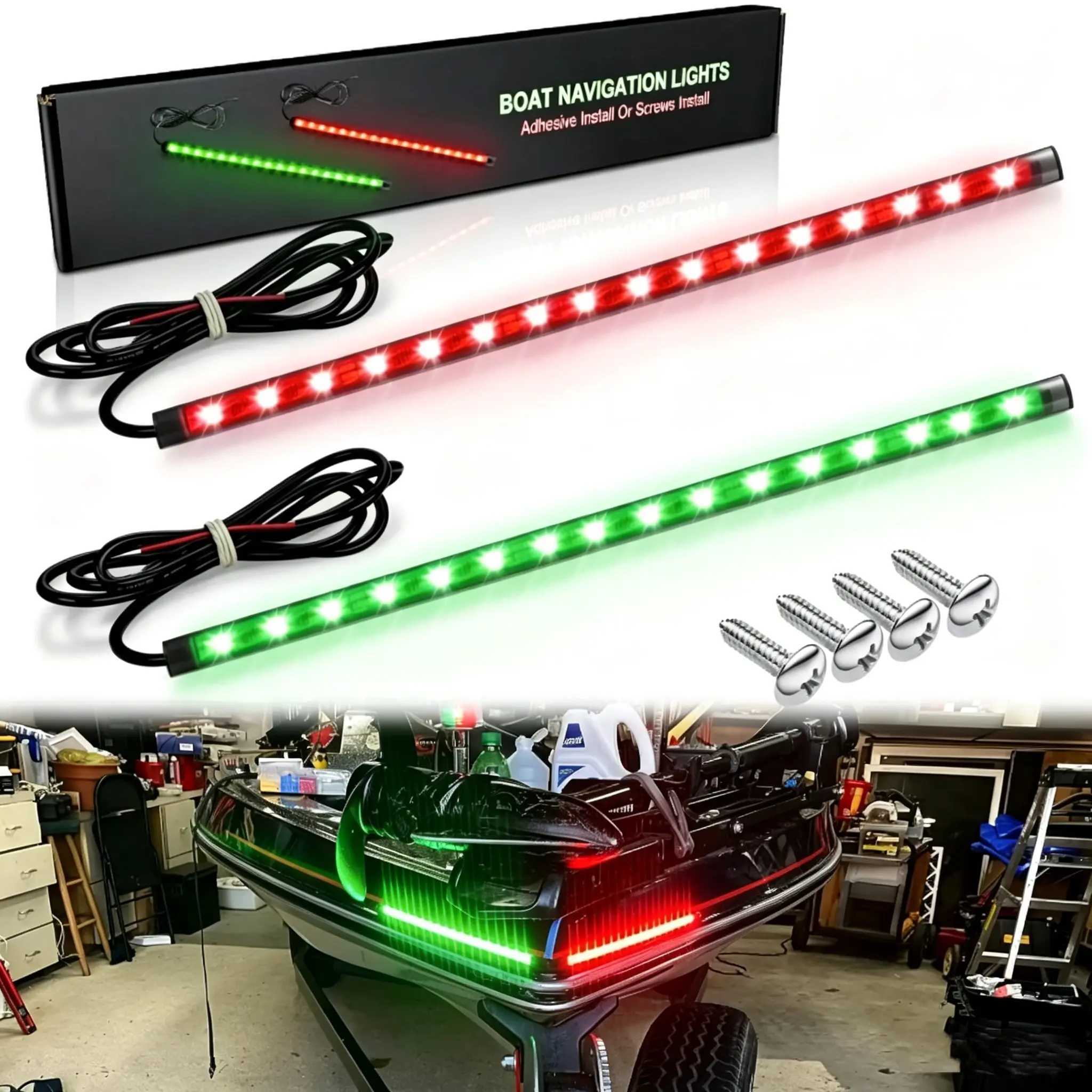 Boat LED Boat Navigation Light, IP67 Waterproof Night Fishing Lights, Adhesive Or Screws Install Boat Deck Light, Interior Lights, White