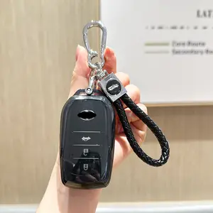 for Toyota Key Fob Cover with Keychain Key Case Fits 2021-2025 Grand Highlander Camry RAV4 Prime Land Cruiser Corolla Cross Tundra Tacoma Sequoia Sienna Prius Crown Venza BZ4X Mirai