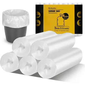 220counts small trash bags 4 gallon flexible durable small garbage bags unscented easy tearing 4 gallon trash bag for kitchen bathroom bedroom office transparent03mil