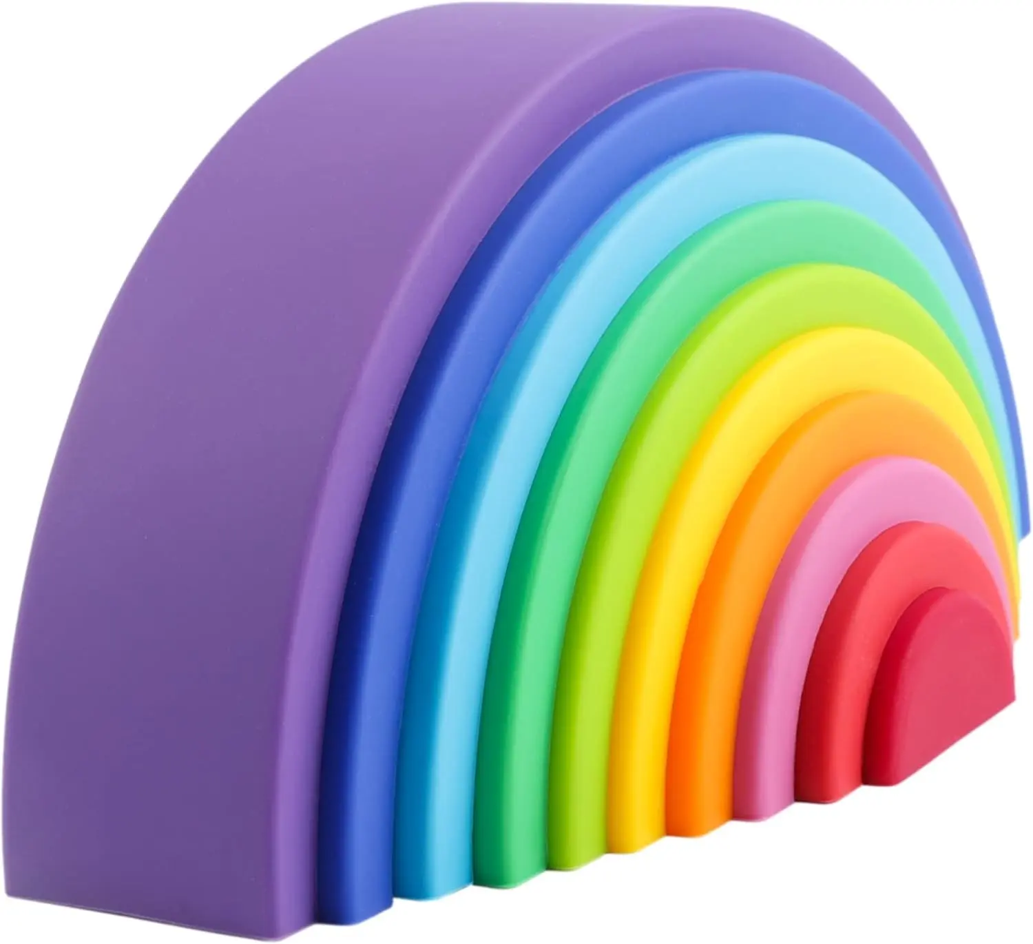 Silicone Rainbow Stacker - Montessori Nesting Puzzle Stacking Sensory Toys for Kids and Toddlers, 10 Layers Vibrant