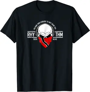 Rhythm Soca Head Skull with Headphones Music Fanatic T-Shirt - Jacobjbt Shop 58B07MSL191W