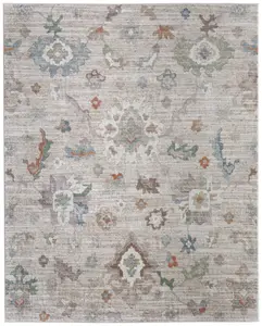HomeRoots 617341 10 x 13 ft. Tan, Brown & Blue Abstract Distressed Rectangle Area Rug