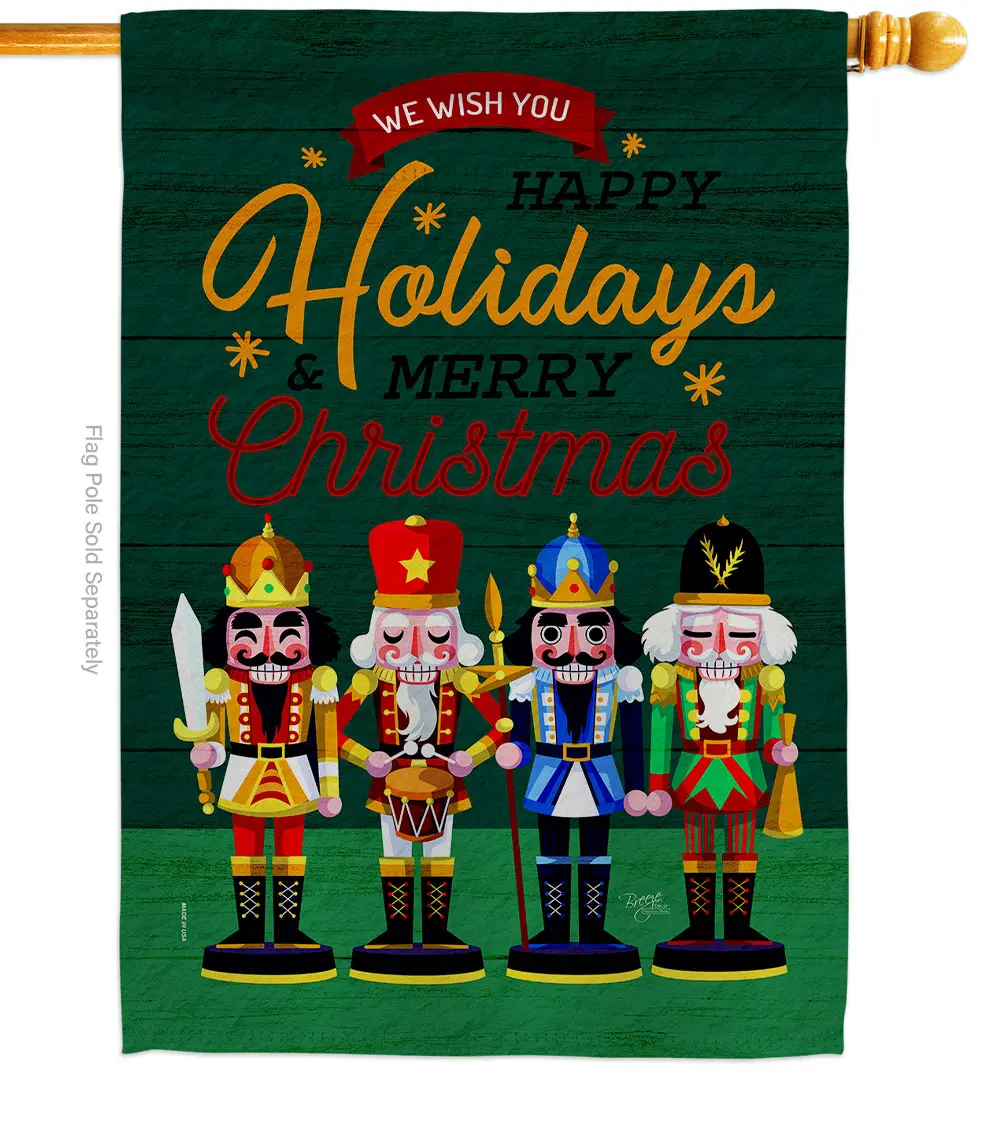 Breeze Decor 28 x 40 in. Nutcracker Holiday House Flag Wintertime Christmas Double-Sided Decorative Vertical Flags Decoration Banner Garden Yard Gift