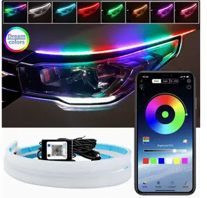 Automobile RGB Magic Color Light Strip APP Mobile Bluetooth Controlled Daytime Running Lights 30CM 45CM 60CM Turn Signals