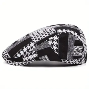 Military-Style Patchwork Cap for Both Men And Women, Made from Polyester Fiber, Perfect for Streetwear Fashion.