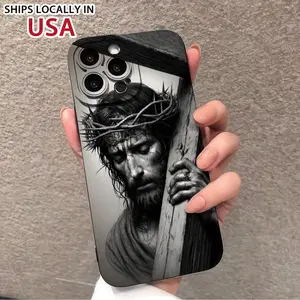 A Mobile Phone Case Featuring a Jesus Design, Combining Durability And Style. It Offers High-Quality Protection And Is Compatible with Various Iphone Models Including 16, 15, 14, 13, 12, 11, X, 7, 8, PLUS, PROMAX, MINI, SE