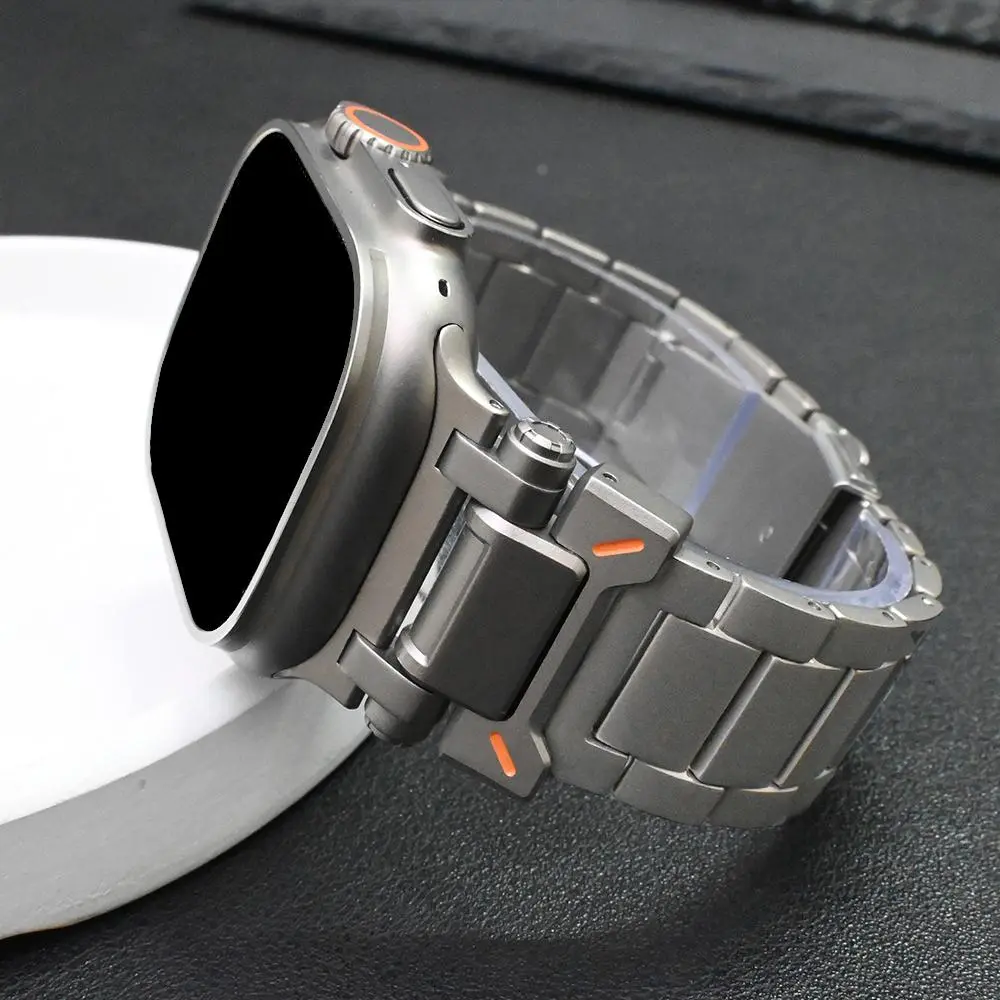 Luxury Titanium Alloy Watch Band, Business Watch Band Compatible with Apple Watch Ultra 2 49mm 46mm 45mm 44mm, Smart Watch Accessories for Men, Smart Watch Straps, Smartwatch Compatible Bands, Wearable Tech Accessories