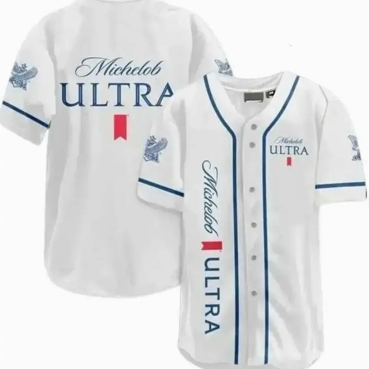 MichelobUltra White Baseball Jersey .Jersey Baseball Shirt Game Day Baseball Tee, Unisex Athletic Jersey