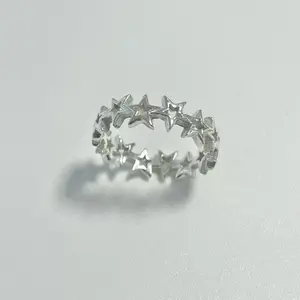 Sterling Silver 925 Star Band Stacking Ring