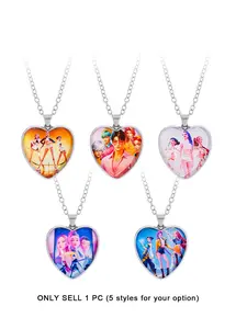 K-Pop Demon Hunters Girl Gem Pendant Necklace, Trendy Heart Time Necklace, Fashion Jewelry Pendant Accessory, Heart Shaped Necklace, Anime Gift Idea, Exquisite Jewelry Gift