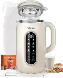IAGREEA 10-in-1 Automatic Intelligent Nut Milk Maker Machine with Stainless Steel Lid, BPA Free, for Homemade Soy Almond Oat Milk Machine Maker, Multimode Juicer Blender Features 35 oz (1L) Capacity, Self-Cleaning, 2-Hour Keep-Qarm Function 750W Power