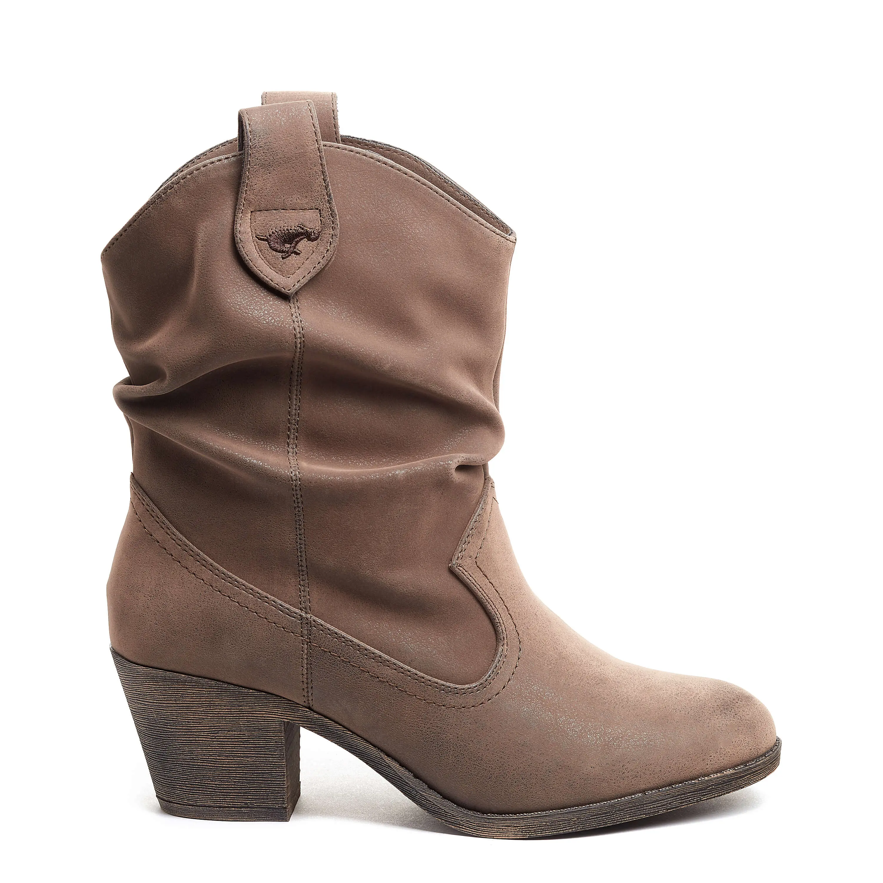 Rocket Dog Sheriff Women's Classic Western Cowboy Boot, Vintage Brown Synthetic Leather Casual Footwear with Almond Toe, Casual Wear, Western Look, Cowboy Aesthetic, Faux Leather, Stacked Heel, Lightly Cushioned Fabric