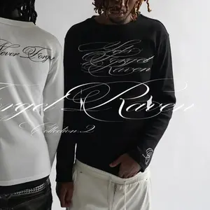 American cotton hoodies Dark Retro Y2K Printed Long Sleeved T-Shirt High Street Gothic Trendy Outfit Top for Casual Wear street wear vintage clothing