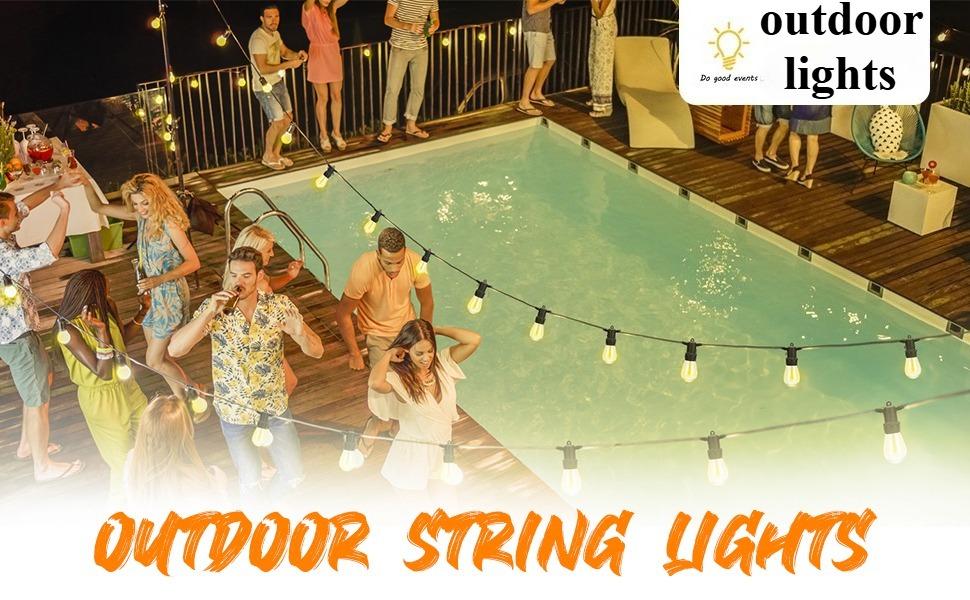 Outdoor BBQ LED String Lights 54 Feet Patio String Lights Shatterproof & Waterproof IP65, 18 AWG UL Certified Wire Bright String Lights for Patio, Backyard, Gazebo, Porch, Wedding Party, Can Illuminate Grill Area (18 Lights)