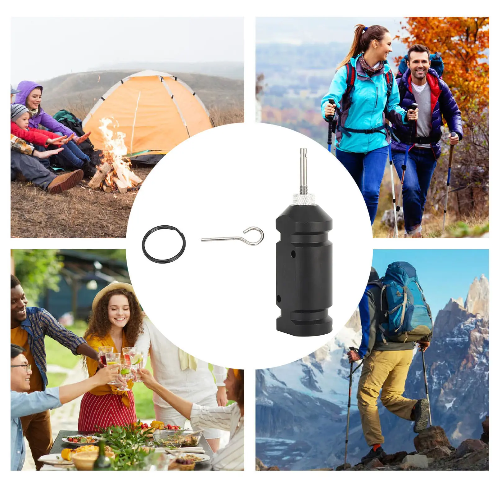 10pcs Tripwire Alarm D-Type Perimeter Defense Device, (Black) - 360 Coverage Quad 3.0 - Early Warning Security Device System for Camping and Property Security