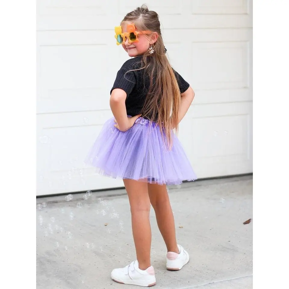 Lavender Tutu Skirt for Girls – 3-Layer Tulle Ballet, Dance, and Dress-Up Costume Skirt