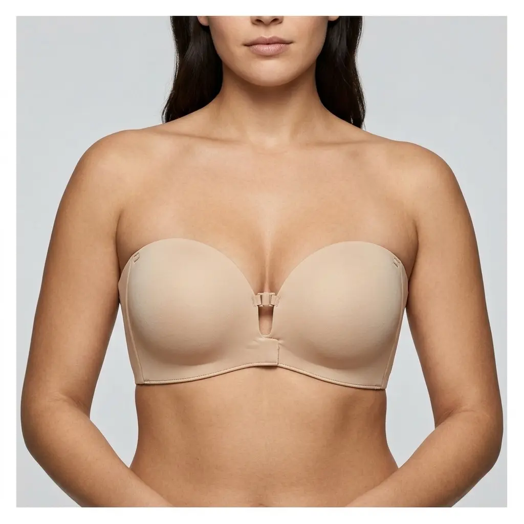 diouac Women's Strapless Fit Bra - Front Closure, Padded, Molded Cups, Detachable Straps for Off-Shoulder Tops and Dresses