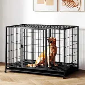 48 Inch Dog Crates for Large Dogs Folding Metal Wire Cages Dog Kennel Pet Cage with Double-Door,Removable Tray