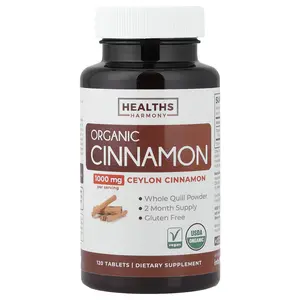 Healths Harmony Organic Ceylon Cinnamon, 120 Tablets (500 mg per Tablet)