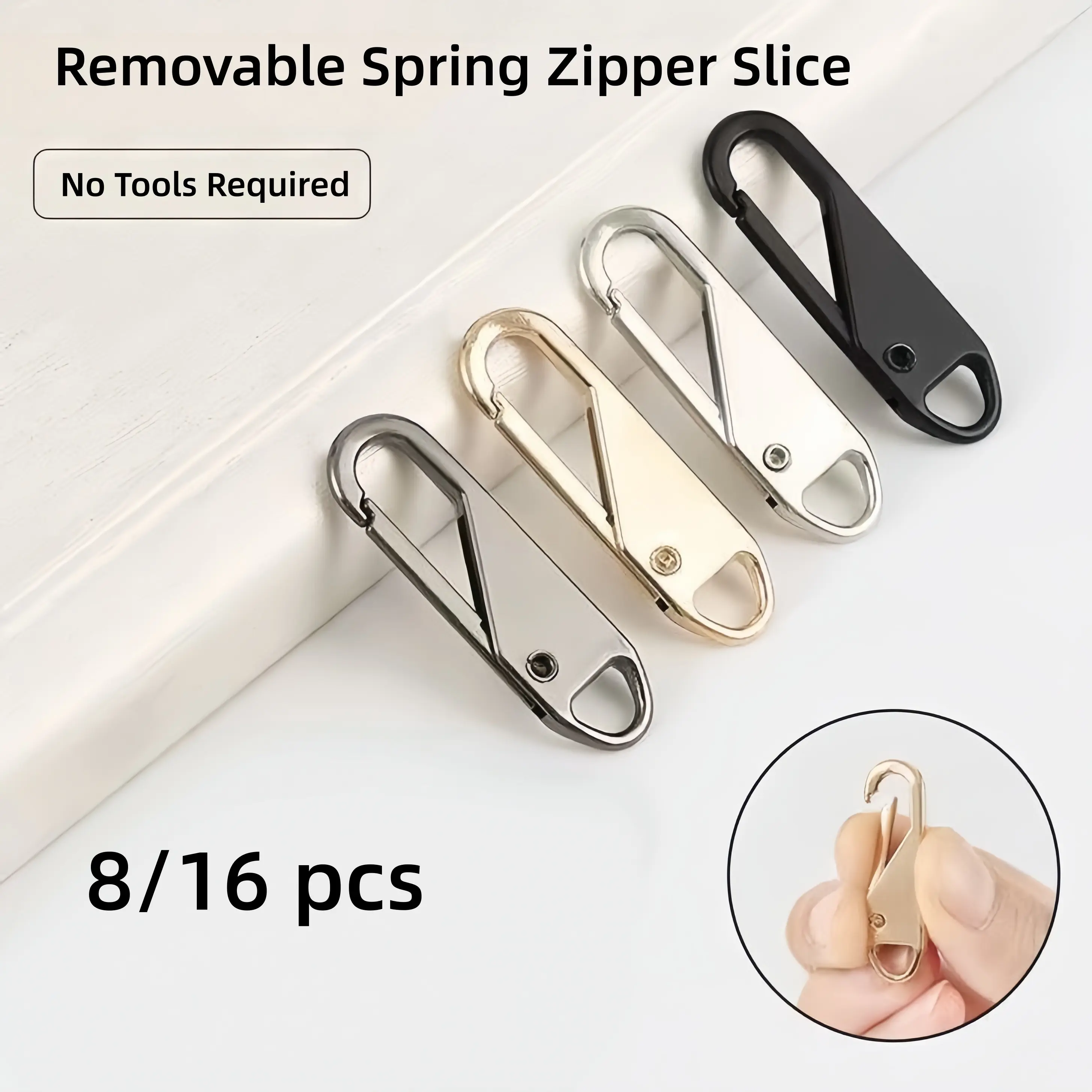 【Back to School】8/16 pcs Reusable Durable Zipper Slider Zipper Instant Zipper Repair Kit Replacement Travel Bag Zipper Puller DIY Sewing Craft-MM1