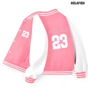 Holafish Kids Varsity Jacket Print Girls Boys Baseball Jacket Bomber Coat School Uniform with Pocket Spring Wear School Coat