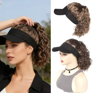 Women's High Temperature Fiber Synthetic Curly Wave Ponytail Wig with Adjustable Buckle Net Baseball Cap - Sporty Sun-Protective Style Suitable for All People