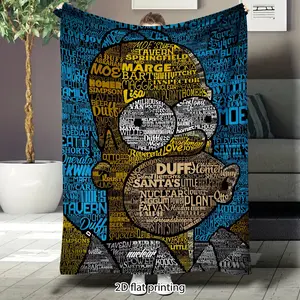 The Simpsons word art flannel blanket, super soft sofa blanket, large size, suitable for sofas, beds, travel, birthday and Valentine's Day themed gifts.