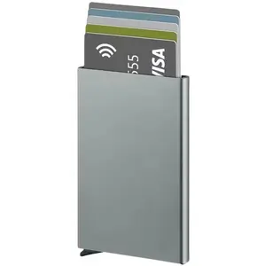 OEM Designer Mens RFID Metal Blocking Card Holder Aluminum Pop Up Wallet with 5 Card Slots Secure Storage Case