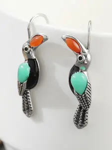 Creative Cute Copper Hook Earrings, Silver Color Bird Earrings, Attractive Southwest Style Jewelry, Perfect Holiday Gift, Southwest Influence